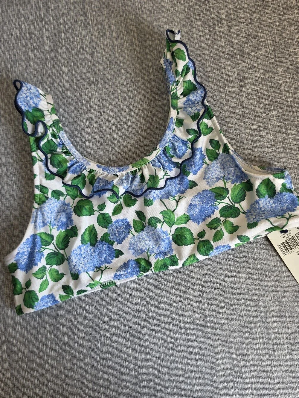 Polo Ralph Lauren Girls Floral Blue Green White Swimsuit Top Only Size 16
